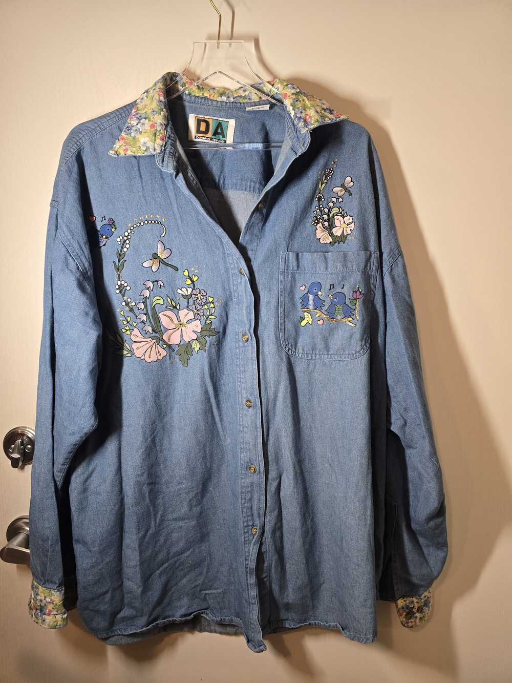 Floral Embroidery Shirt — Light Blue